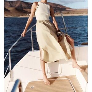 Zara COMBINED POPLIN MIDI DRESS